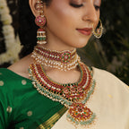 Kundan Pearl Embellished Designer Choker by Tavya Jewellery - close-up detail