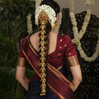 Designer Lakshmi Silver Jada billa for Bridal Hair by Tavya Jewellery - close-up detail