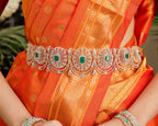 92.5 Silver Emerald American Diamond Vaddanam by Tavya Jewellery - close-up detail