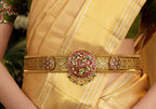 92.5 Silver Kundan Peacock Vaddanam by Tavya Jewellery - close-up detail