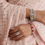 Ruby White Silver CZ Tennis Bracelet by Tavya Jewellery - close-up detail