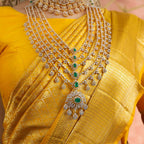 Silver CZ Designer Emerald Long Haram by Tavya Jewellery - close-up detail