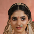 92.5 Silver CZ Emerald Nose Pin by Tavya Jewellery - close-up detail