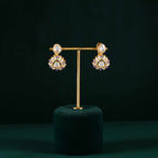 Silver Gold-Plated Polki Pattern Floral Drop EarringsSilver Gold-Plated