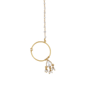 92.5 Silver Gold-Plated Nath featuring a minimalist gold hoop with Kundan-style centerpiece and seed pearl drop accents on a pearl chain.