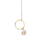 92.5 Silver Gold-Plated Nath featuring a minimalist gold hoop with Kundan-style centerpiece and seed pearl drop accents on a pearl chain.