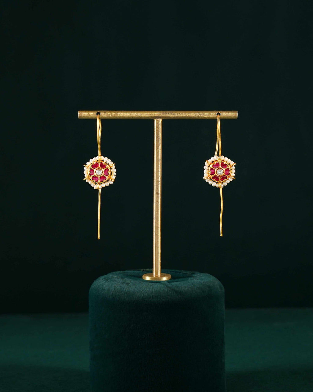 Silver Gold Plated Earrings by Tavya Jewellery - close-up detail