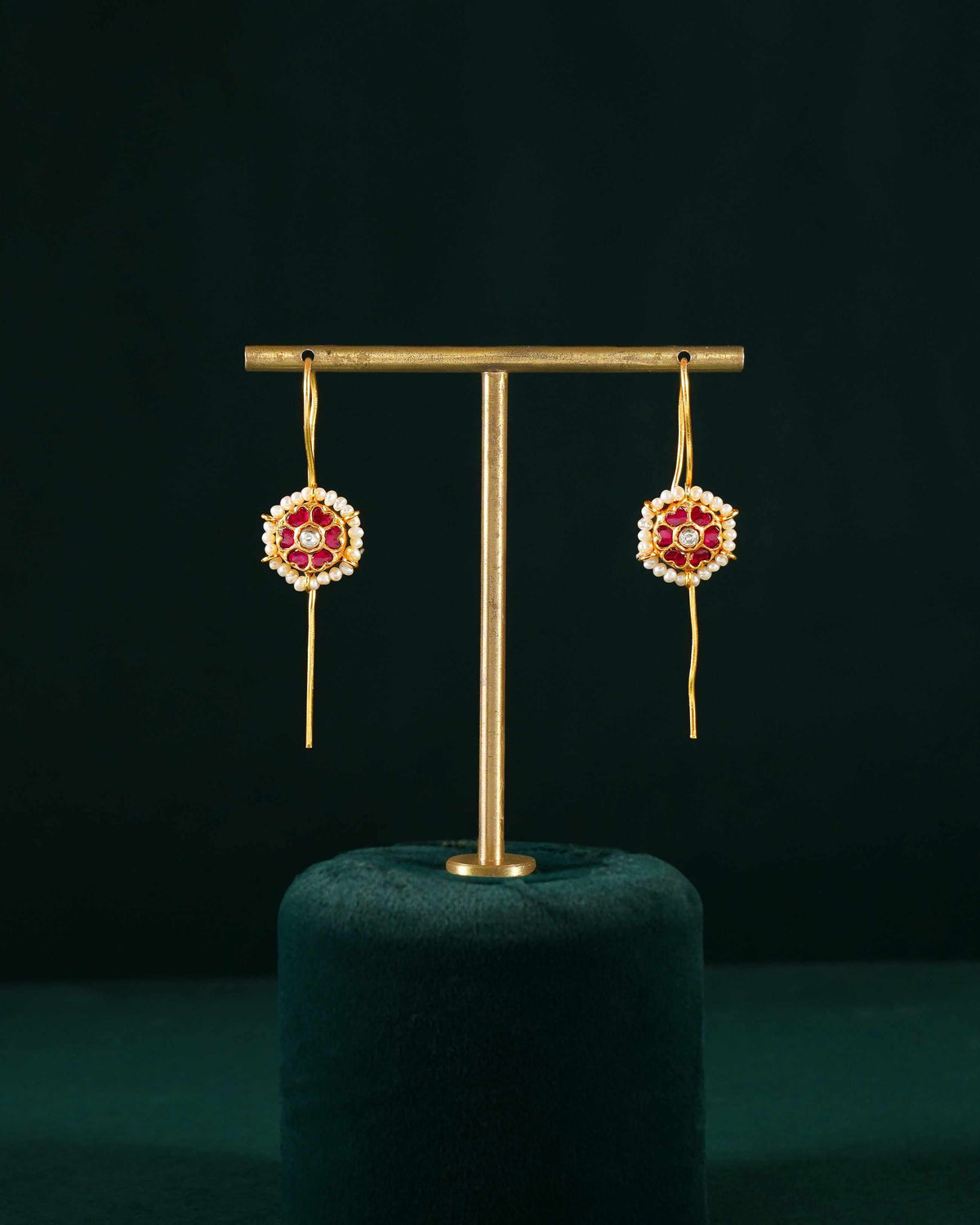 Silver Gold Plated Earrings by Tavya Jewellery - close-up detail