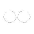 Silver anklets with open leaf interlocking design featuring hollow-cut centers and a detailed Silver Leaf Pattern.