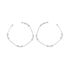 Silver anklets with open leaf interlocking design featuring hollow-cut centers and a detailed Silver Leaf Pattern.