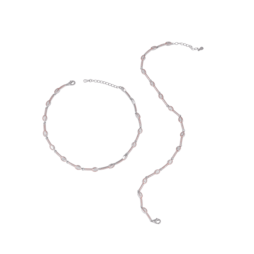 Marquise CZ Bezel Anklet in 92.5 Sterling SilverMarquise CZ Bezel Anklet