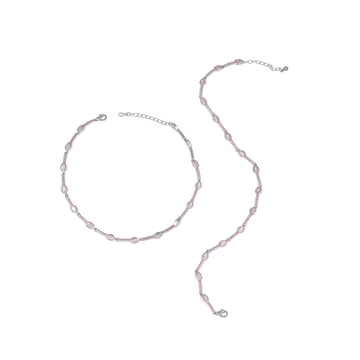 Marquise CZ Bezel Anklet in 92.5 Sterling SilverMarquise CZ Bezel Anklet