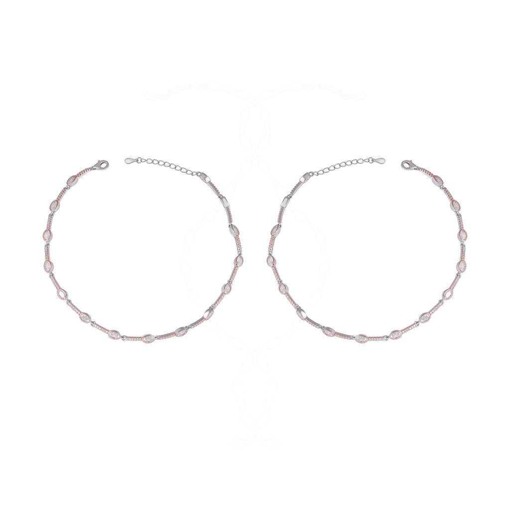 Marquise CZ Bezel Anklet in 92.5 Sterling SilverMarquise CZ Bezel Anklet