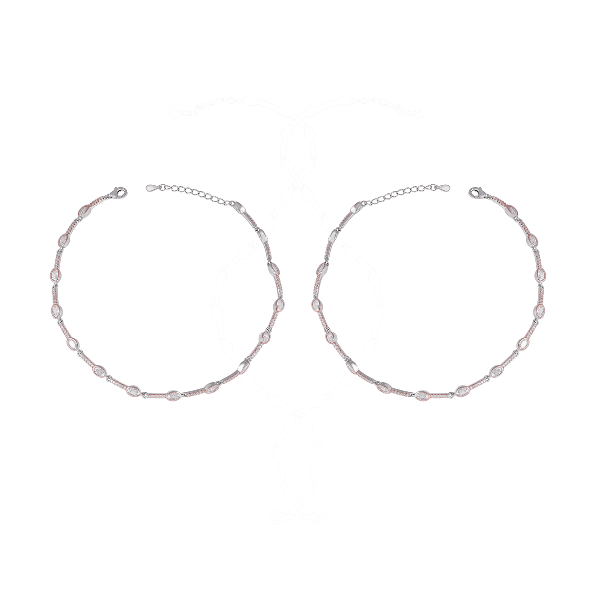 Marquise CZ Bezel Anklet in 92.5 Sterling SilverMarquise CZ Bezel Anklet
