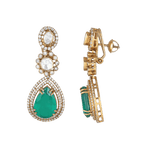 Polki Pattern Silver Floral Drop Earrings in Gold-PlatedPolki Pattern Silver Earrings