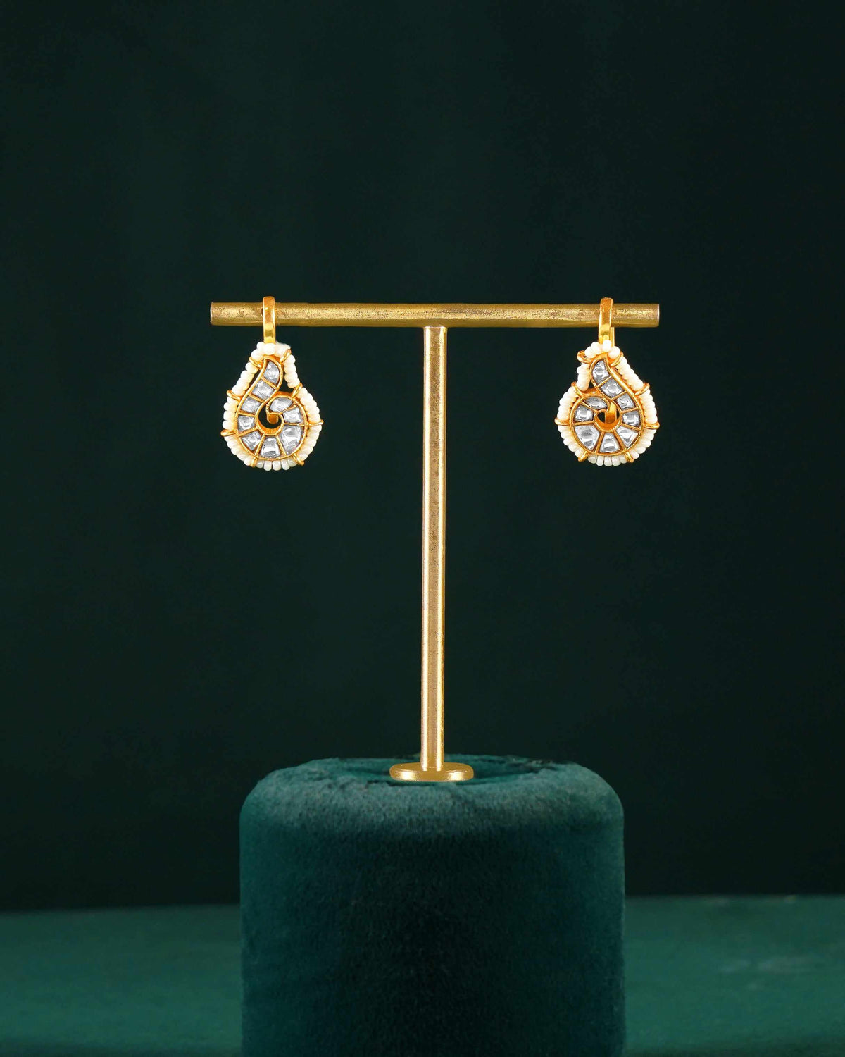 92.5 Silver Polki-Style Drop Earrings92.5 Silver Polki-Style Drop Earrings