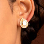 Majestic Pear-Cut Polki Style 92.5 Silver Studs by Tavya Jewellery - styled close-up