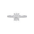 92.5 Silver Promise Ring featuring a high-shine silver band with pavé detailing and an oval-cut center stone in a prong setting.