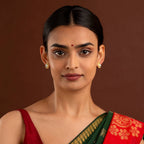 Majestic Pear-Cut Polki Style 92.5 Silver Studs by Tavya Jewellery - full view