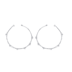 Silver Heart-Dangle double layer anklets in 92.5 sterling silver featuring delicate chains with small heart charms and silver balls.