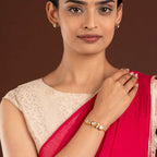 Silver Polki Pattern Slider Bracelet by Tavya Jewellery - full view