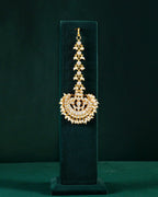Regal Polki Pattern Silver Maang Tikka with CZRegal Polki Pattern Silver Maang Tikka