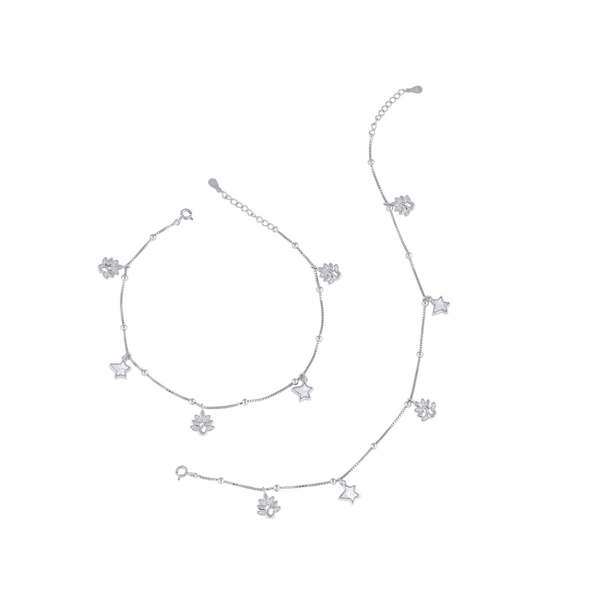 Celestial Bloom 92.5 Silver Charm AnkletCelestial Bloom