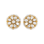 Silver Stud Earrings With Polki PatternSilver Stud Earrings