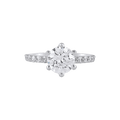 Silver Pave-Set Band Ring featuring a round clear center stone with pavé-set smaller stones on a polished silver band