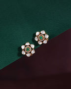Silver Floral Studs with Gold PolishSilver Floral Studs