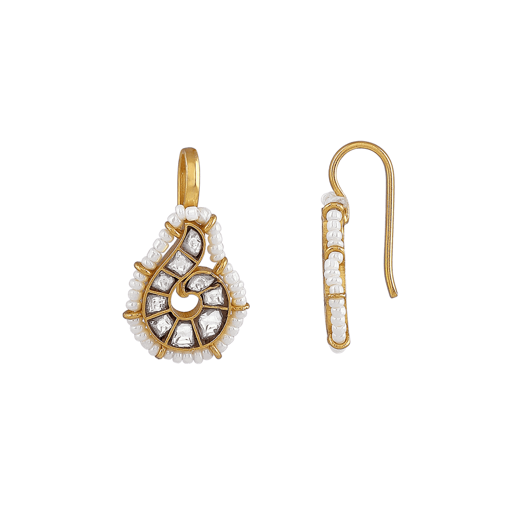 92.5 Silver Polki-Style Drop Earrings92.5 Silver Polki-Style Drop Earrings