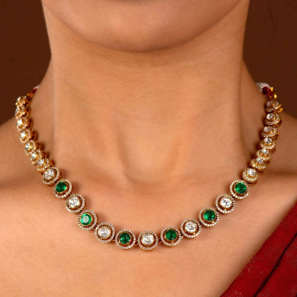 92.5 Silver Necklace with Sparkling CZ Halo92.5 Silver Necklace
