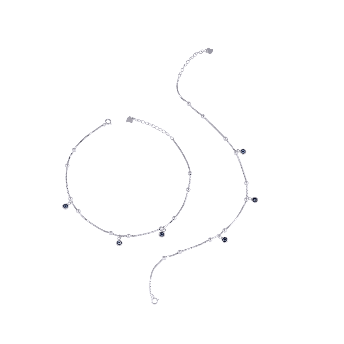 Minimalist Silver Evil Eye Charm AnkletsMinimalist Silver Evil Eye Charm Anklets