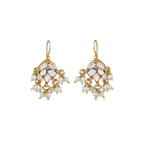 Gilded Leaf Polki Pattern Silver Hanging EarringsGilded Leaf Polki Pattern