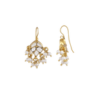 Gilded Leaf Polki Pattern Silver Hanging EarringsGilded Leaf Polki Pattern