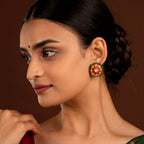 Silver Studs With Green Beads by Tavya Jewellery - styled close-up
