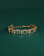 Silver Polki Pattern Bracelet With Green StonesSilver Polki Pattern Bracelet