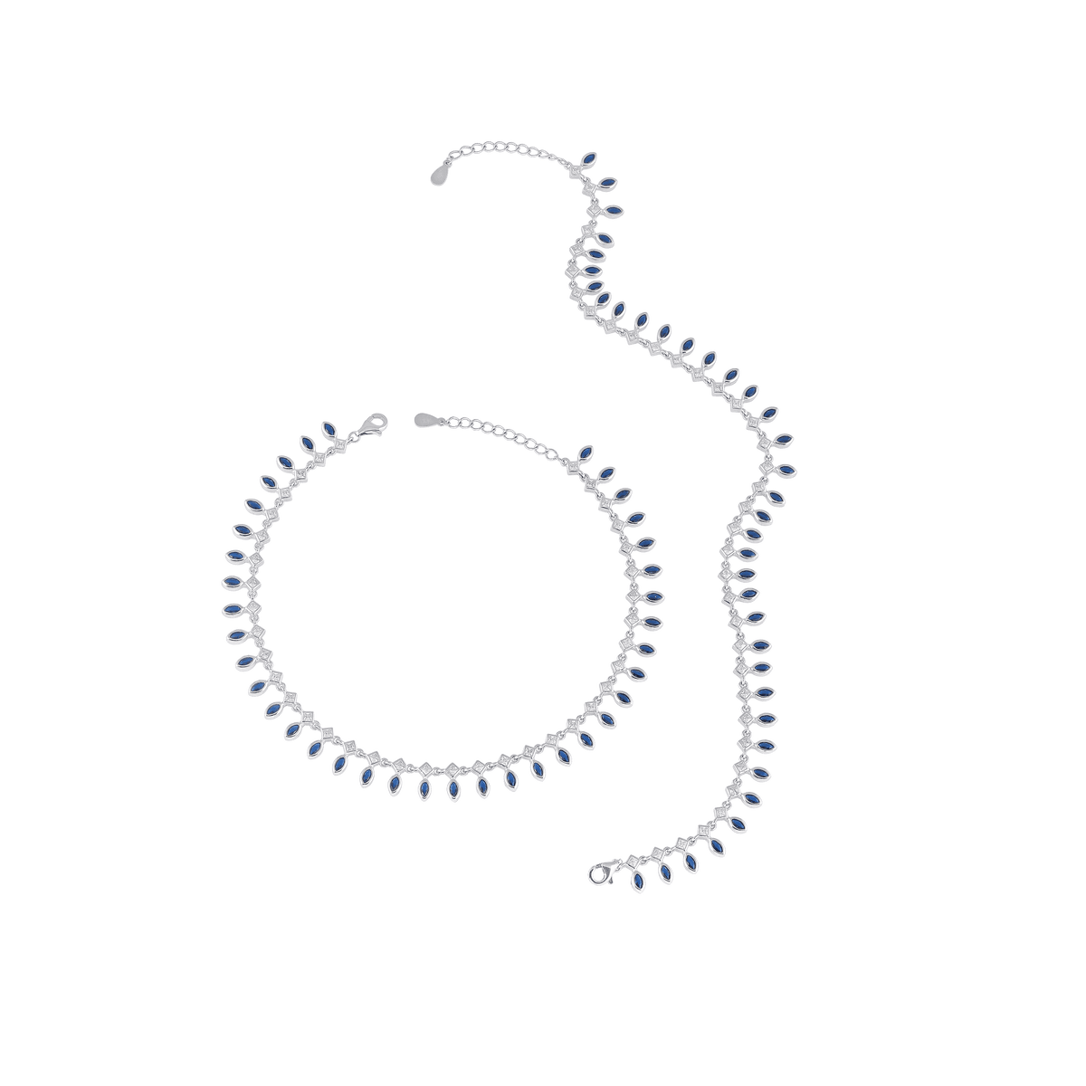 Bloom Blue Stone Silver Anklets by Tavya Jewellery - side view
