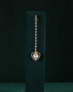 Silver Gold-Plated Heart Maang Tikka with Pearl ChainSilver Gold-Plated Heart Maang Tikka
