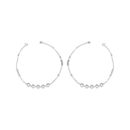 Delicate Star Motif 92.5 Sterling Silver anklets featuring small star charms and silver beads with adjustable clasp closures.