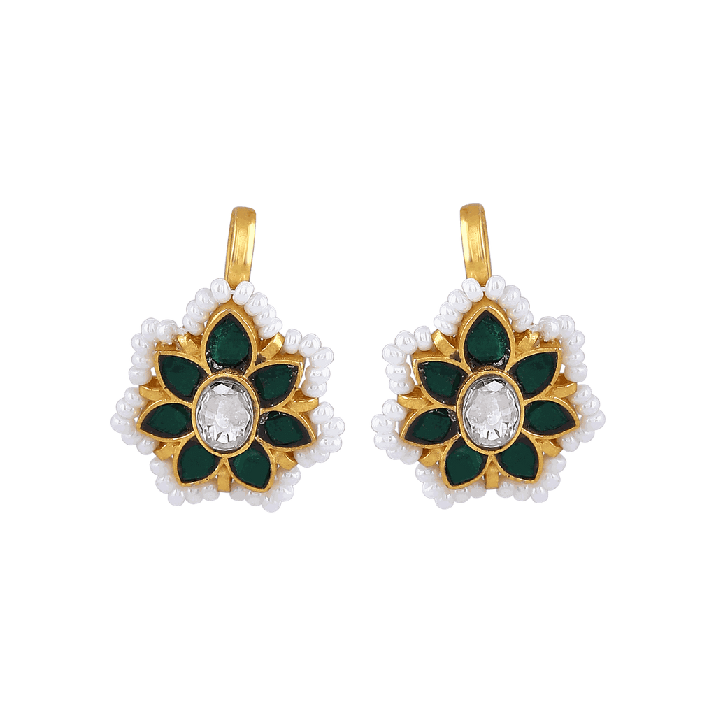 Silver Bugadi With Green StoneSilver Bugadi With Green Stone