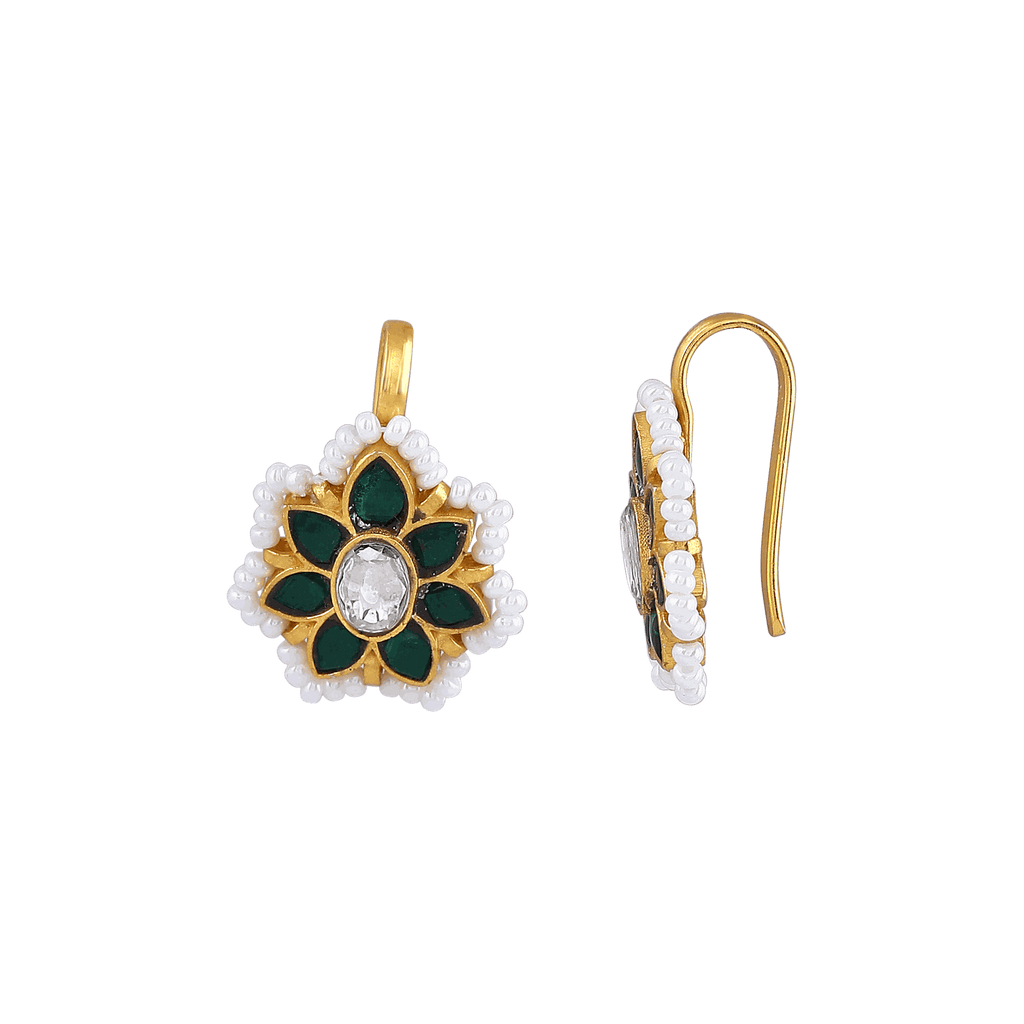 Silver Bugadi With Green StoneSilver Bugadi With Green Stone