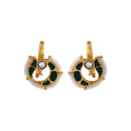 Silver Peacock Bugadi Earrings with Green AccentsSilver Peacock Bugadi Earrings