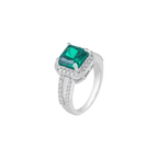 Green Cushion-Cut Halo Ring in 92.5 SilverGreen Cushion-Cut Halo Ring