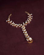 Silver Kundan Haath Phool with Delicate Pearl AccentsSilver Kundan Haath Phool