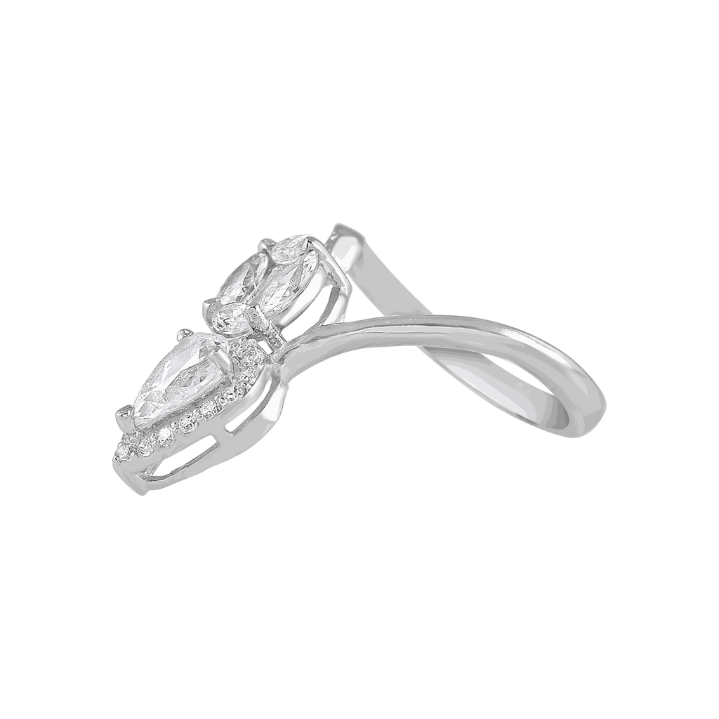 Radiant Pear & Circular CZ Bypass Silver RingRadiant Pear & Circular CZ Bypass Silver Ring