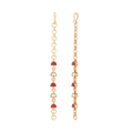92.5 Silver Gold-Tone single-line ear chain with red and white semi-circle CZ stones and a gold-plated link chain