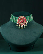 92.5 Silver Green Bead Choker92.5 Silver Green Bead Choker
