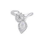 Radiant Pear & Circular CZ Bypass Silver RingRadiant Pear & Circular CZ Bypass Silver Ring