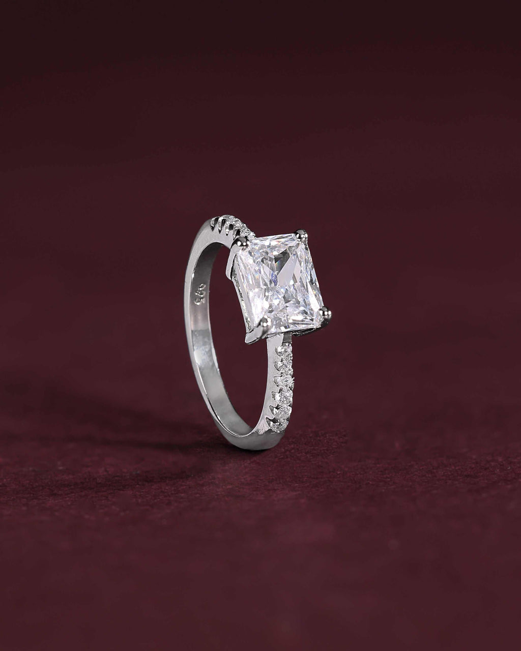 Modern Radiant Cut CZ Ring in 92.5 SilverModern Radiant CZ Ring